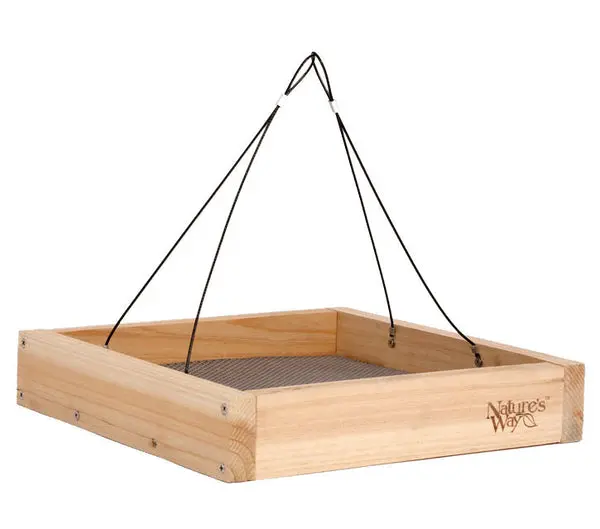 Nature's Way Cedar Hanging Platform Tray Bird Feeder Outdoor Garden Wildlife