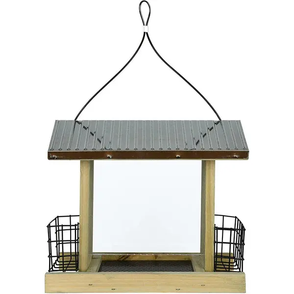 Nature's Way Galvanized Weathered Hopper Feeder Holds 3 Qt Seed
