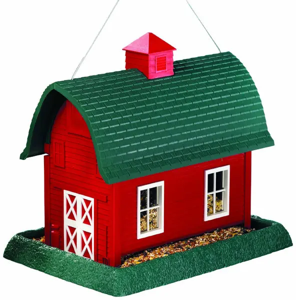 North States 9061 Red Barn Birdfeeder Large Outdoor Bird Feeder Garden