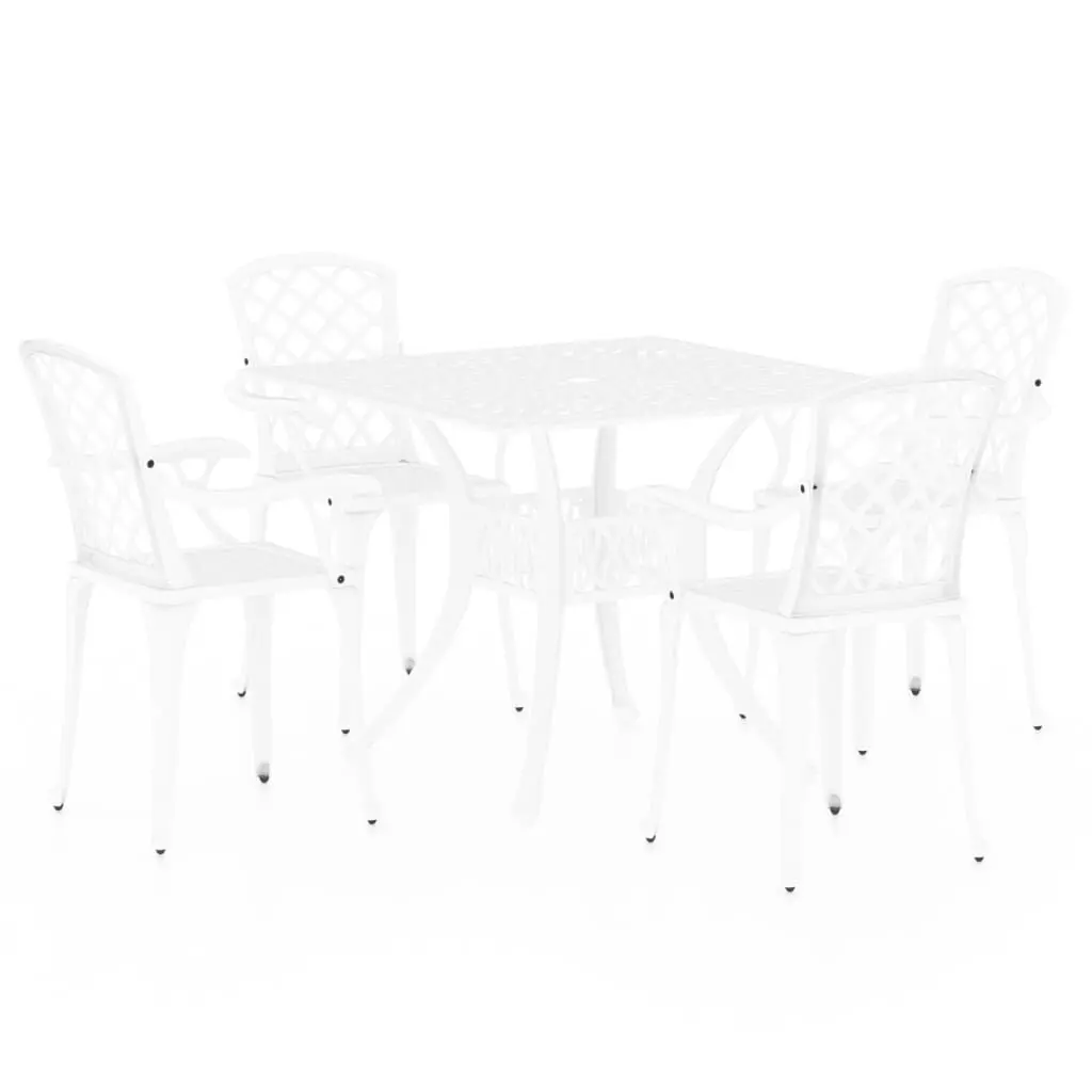 5 Piece Bistro Set Cast Aluminum White Outdoor Patio Furniture