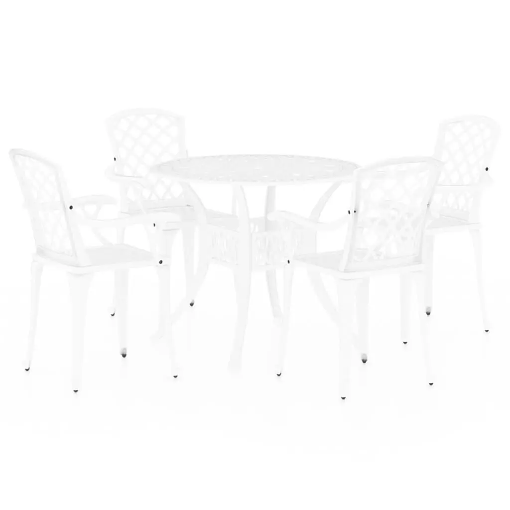 5 Piece Bistro Set Cast Aluminum White Outdoor Dining Furniture