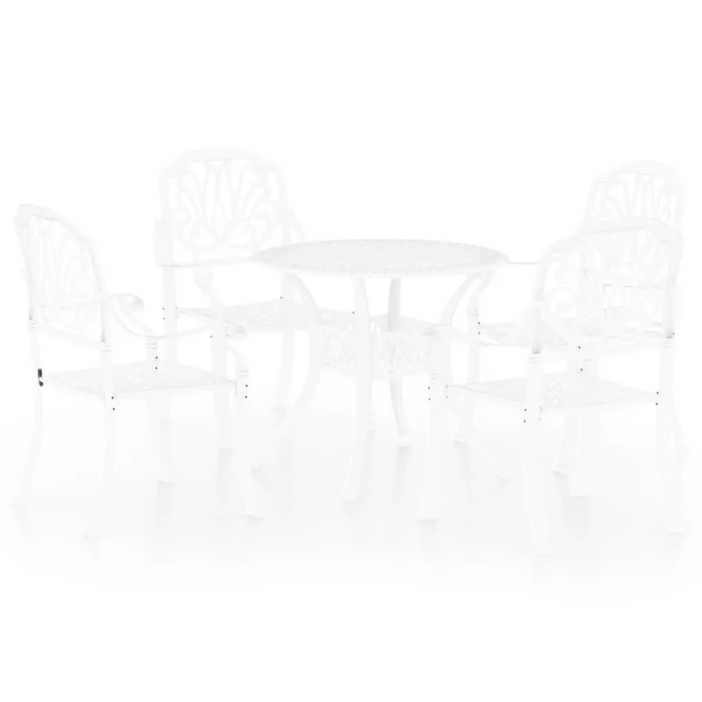 5 Piece Bistro Set Cast Aluminum White Outdoor Furniture