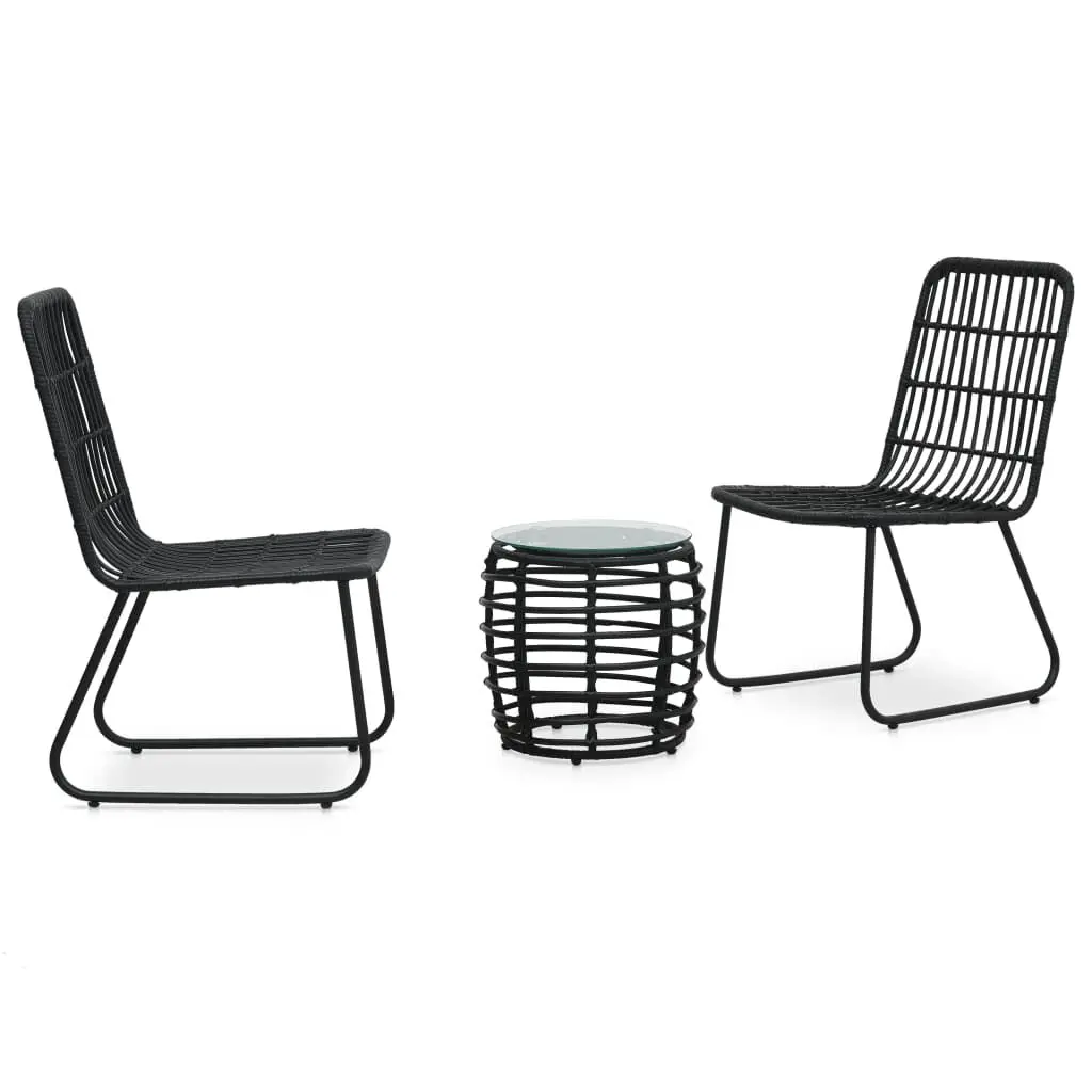 3 Piece Bistro Set Poly Rattan Black Compact Outdoor Dining