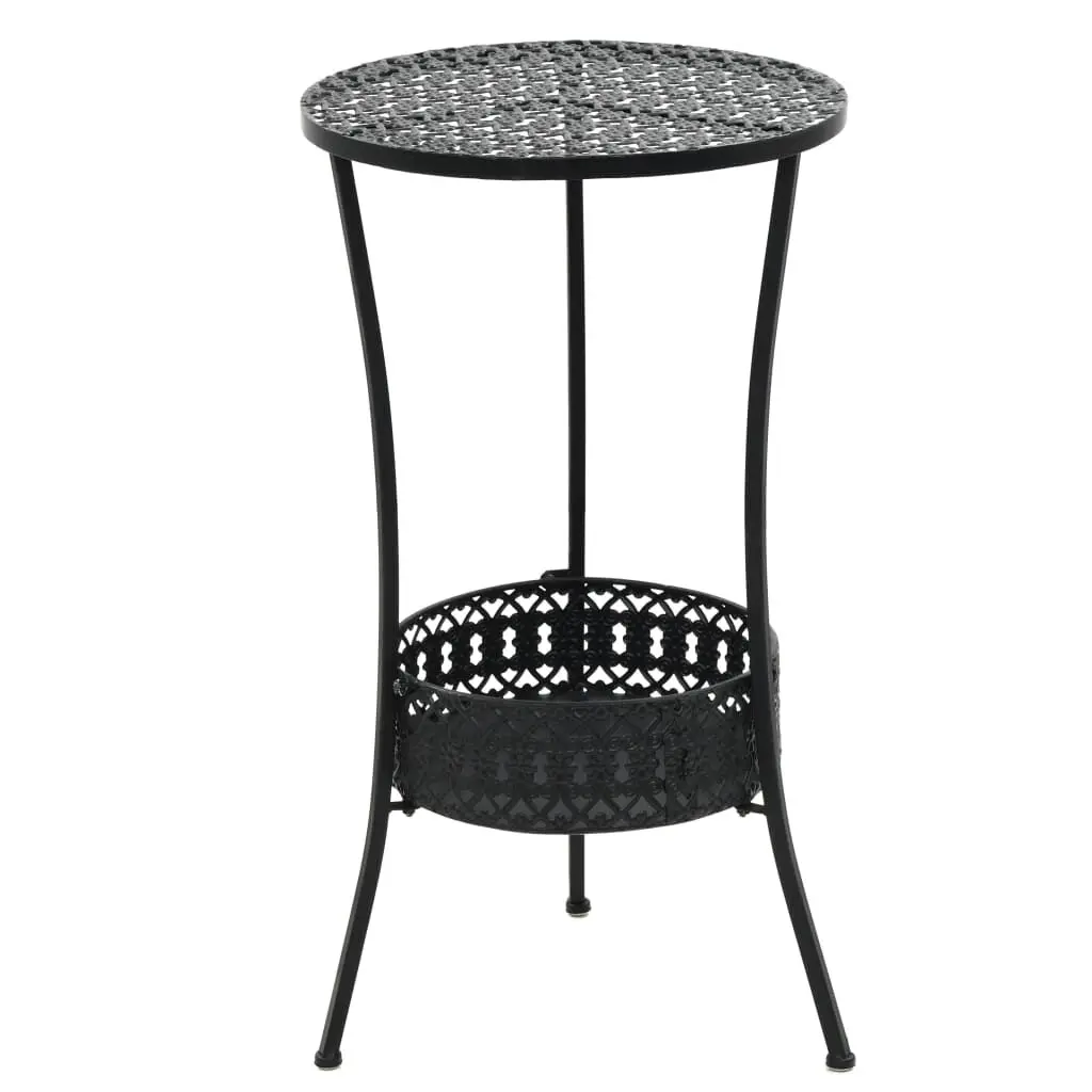 Bistro Table Black 15.7x27.5 Inches Metal Frame Compact Outdoor Dining Table