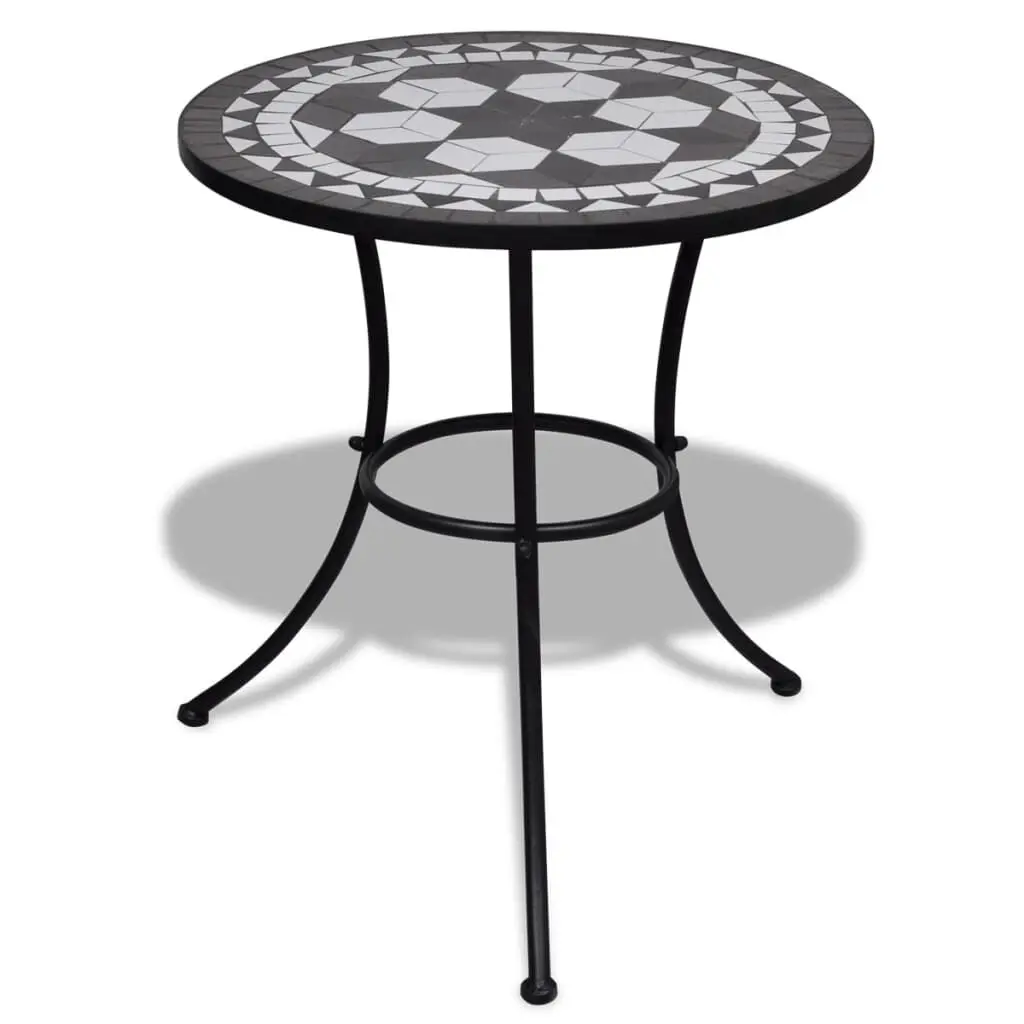 Bistro Table Black and White 23.6 Inches Mosaic Top Outdoor Cafe Table