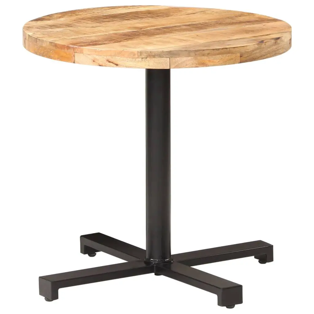 Bistro Table Round 31.5 Inch Rough Mango Wood Outdoor Cafe Table