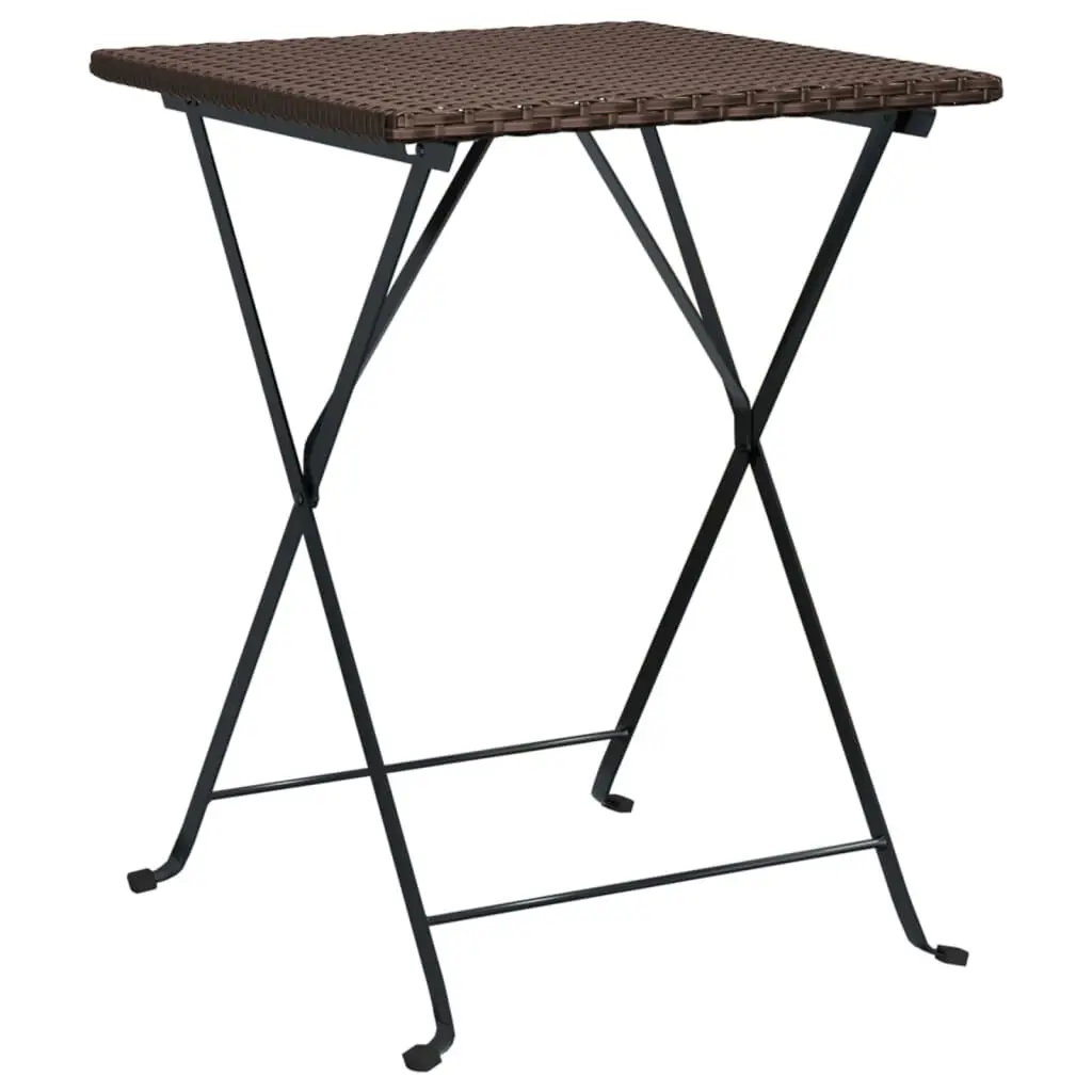 Brown Folding Bistro Table 21.7x21.3x28 Inches Poly Rattan Small Spaces