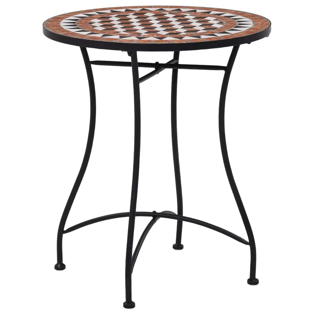 Brown Mosaic Bistro Table 23.6 Inch Ceramic Outdoor Dining Table