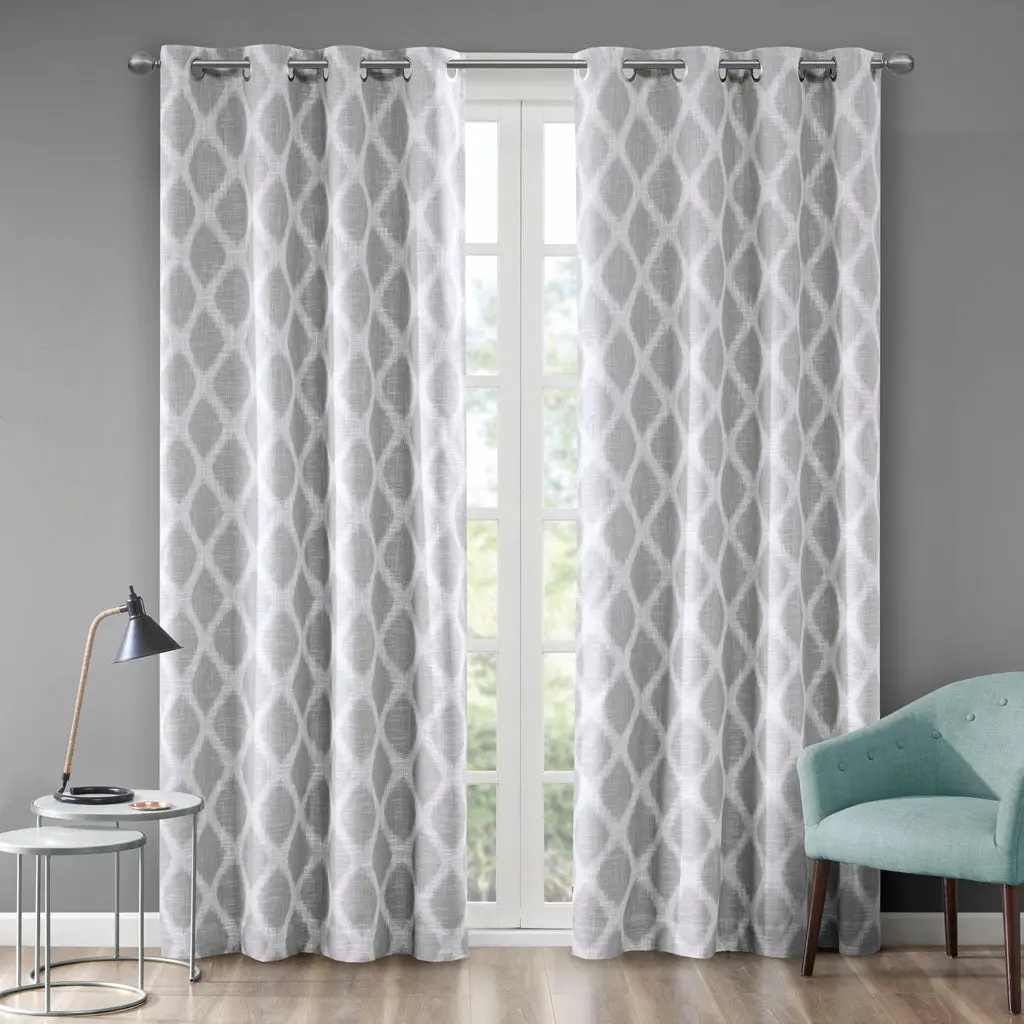 Printed Ikat Blackout Curtain Panel Only 1 Pc Grey Polyester jla