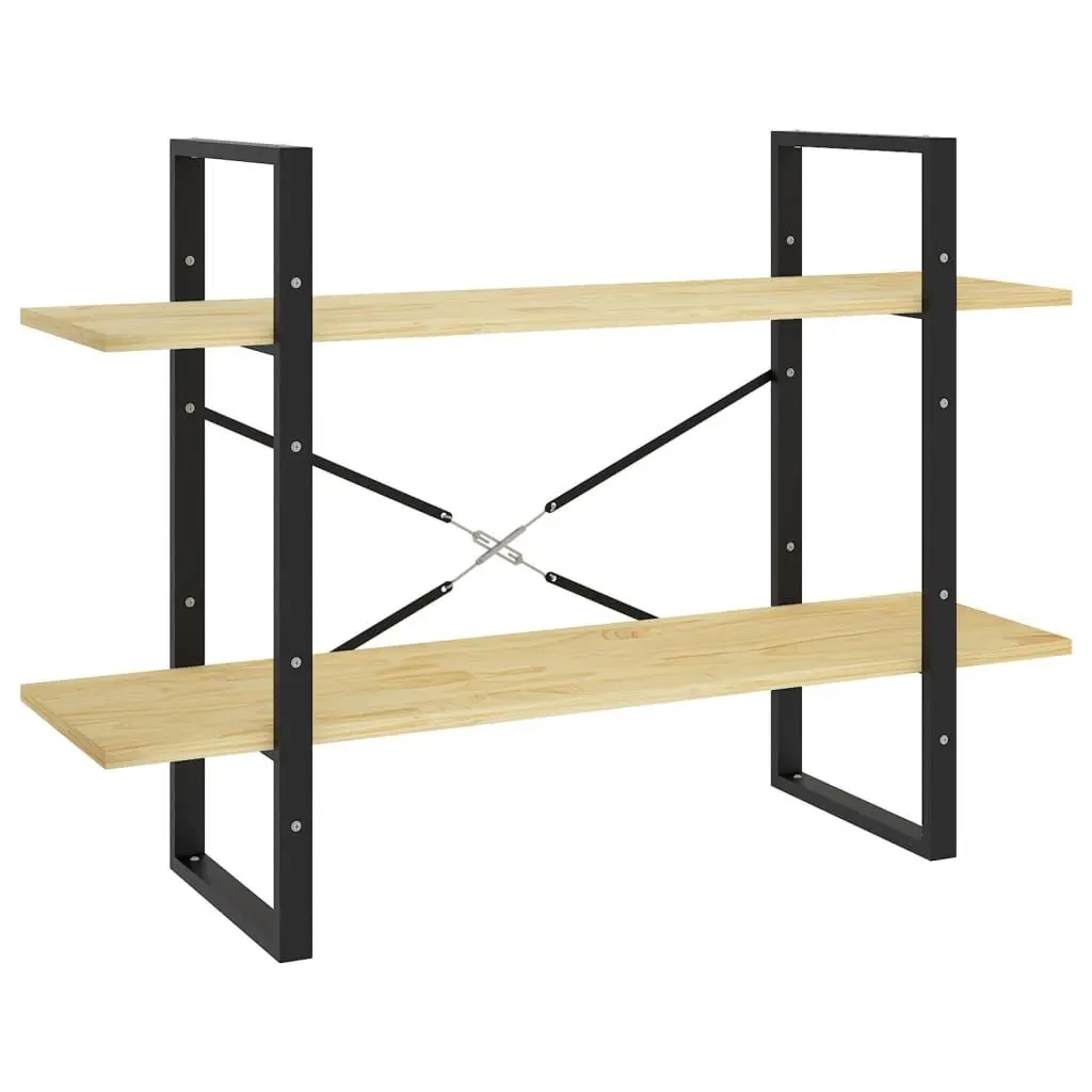 2-Tier Book Cabinet 39.4x11.8x27.6 Inches Solid Pine Wood Storage Shelf
