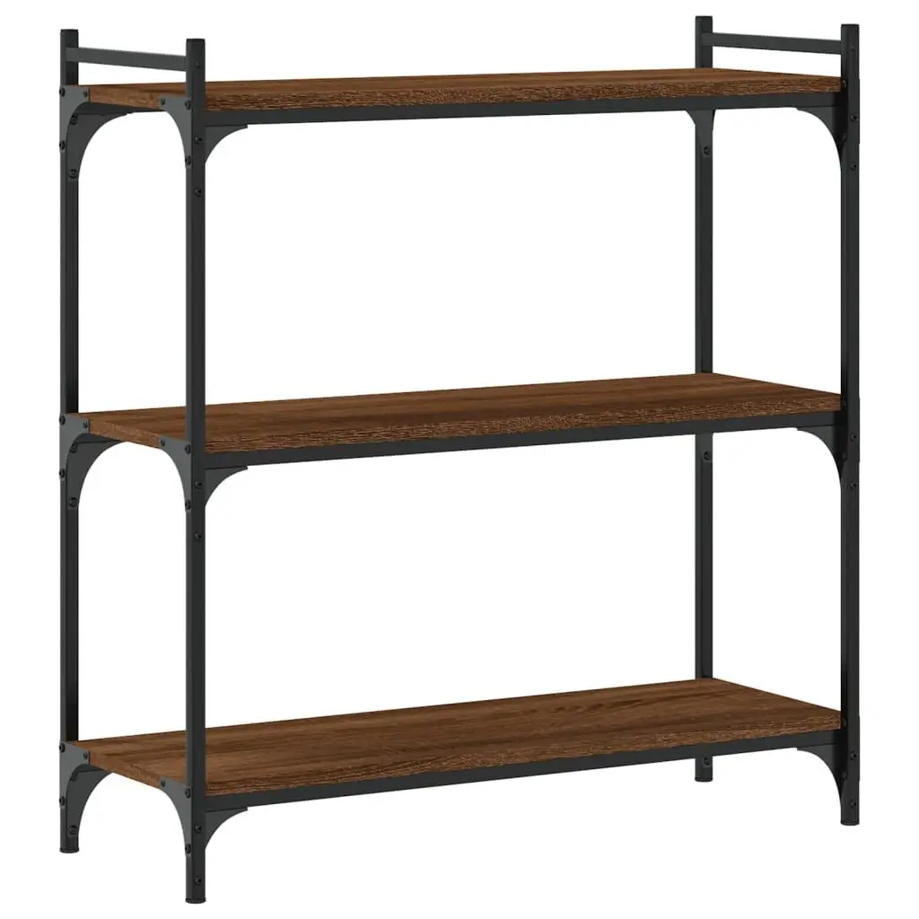 3-Tier Bookcase 31.5x11.8x33.9 Inches Brown Oak Engineered Wood Large Bookshelf