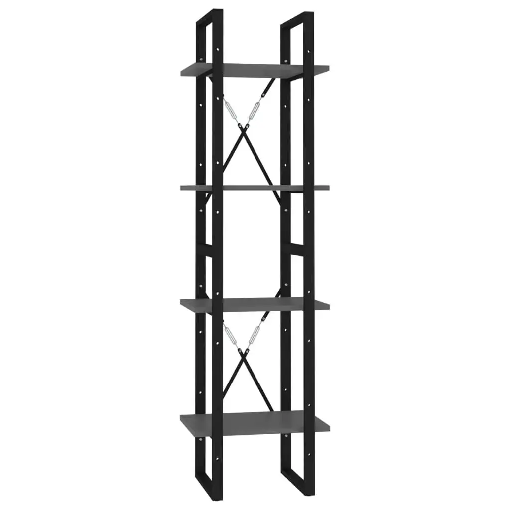 4-Tier Book Cabinet Gray 15.7x11.8x55.1 Inches Engineered Wood Space Saving Storage