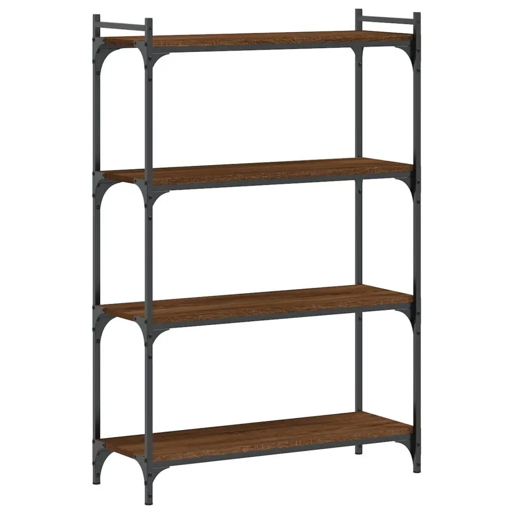 4-Tier Bookcase 31.5x11.8x47.2 Inches Brown Oak Engineered Wood Wide Bookshelf