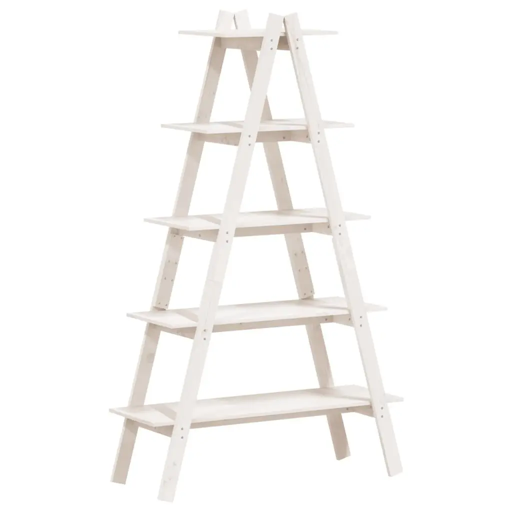 5-Tier Shelf -Shape 43.3x15.7x71.1 Inch Solid Wood Pine Bookcase