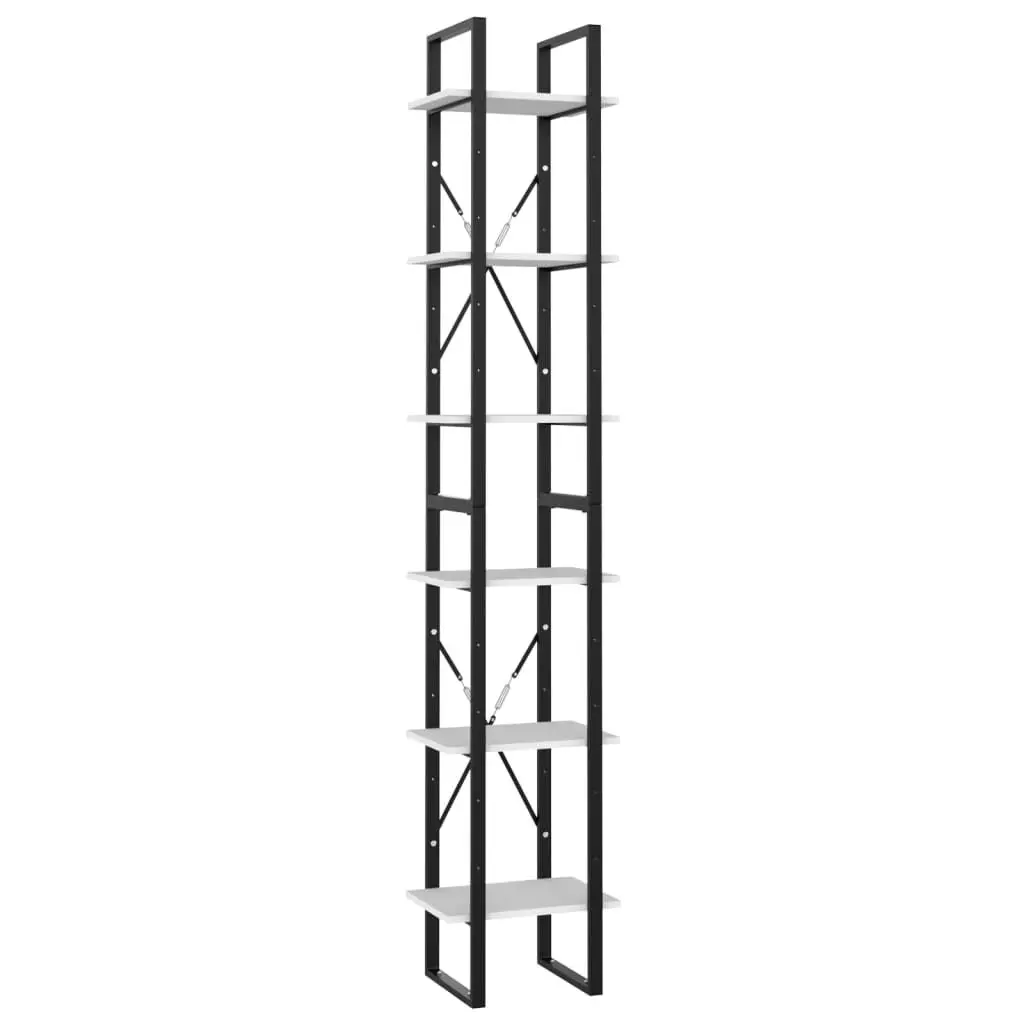 6-Tier Book Cabinet White 15.7x11.8x82.7 Inches Engineered Wood