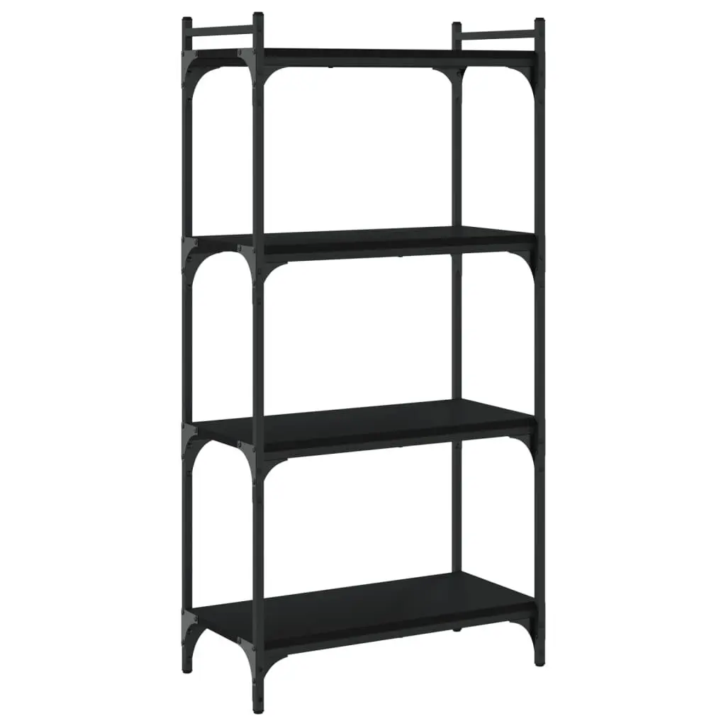 Bookcase 4-Tier Black 23.6x11.8x47.2 Inches Engineered Wood Storage Shelf