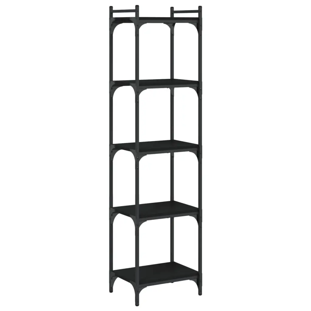 Bookcase 5-Tier Black 15.7x11.8x60.6 Inches Engineered Wood Storage Shelf