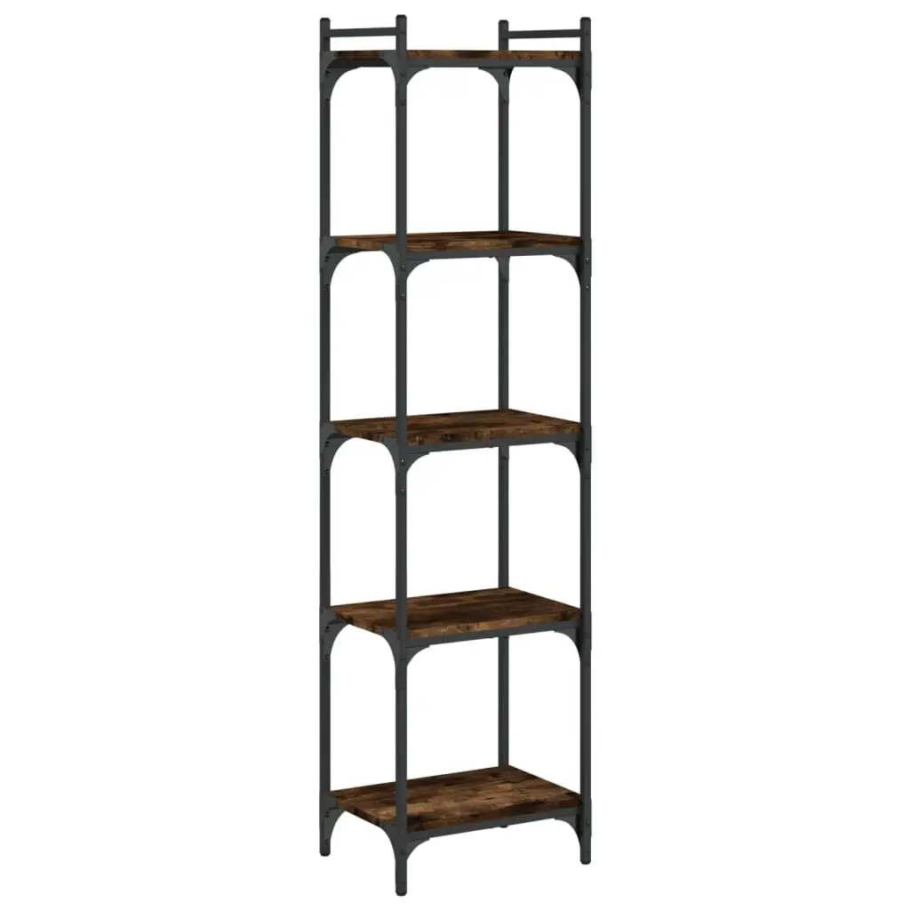 Bookcase 5-Tier Smoked Oak 15.7x11.8x60.6 Inches Engineered Wood