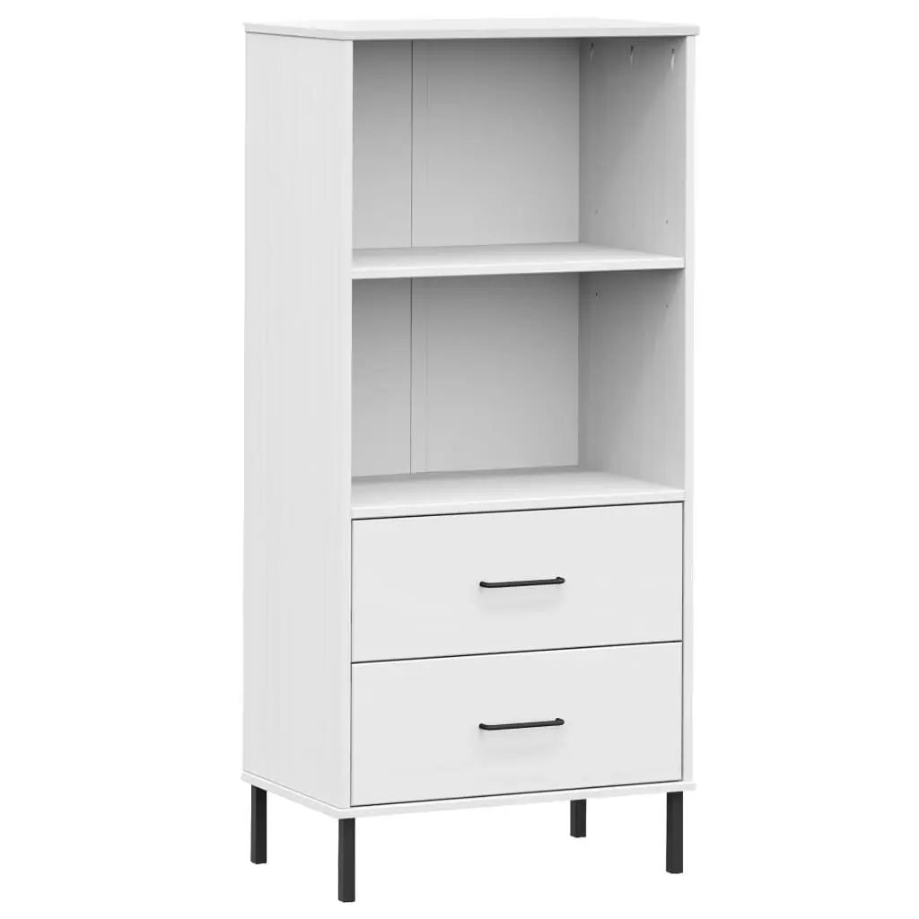 Bookcase 2 Drawers White 23.6x13.8x50.6 Inches Solid Wood OSLO
