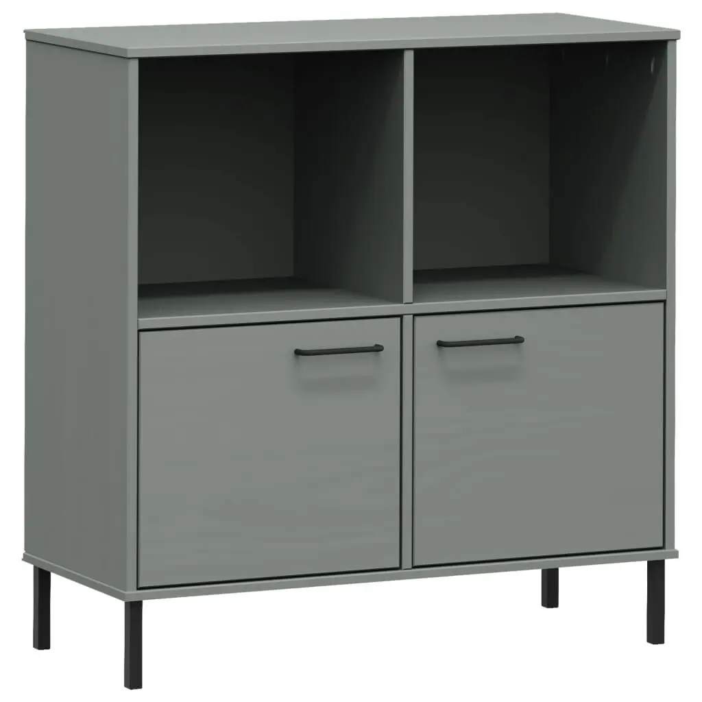 Bookcase Metal Legs Gray 35.4x13.8x35.6 Solid Wood OSLO Modern Shelf