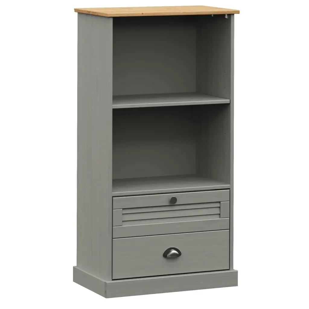 Bookcase VIGO Gray 23.6x13.8x45.1 Inch Solid Wood Pine Compact Bookshelf
