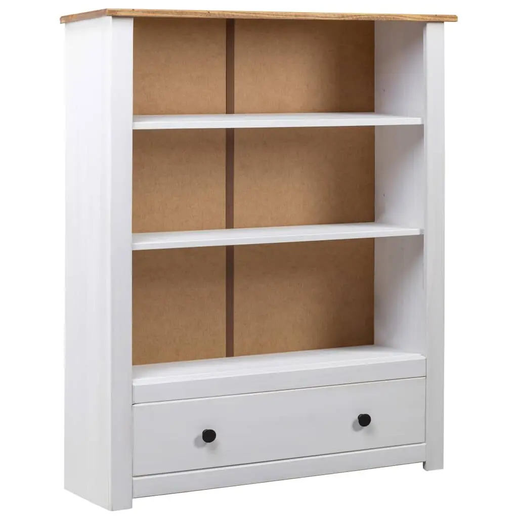 Bookcase White 31.5x13.8x43.3 Inches Solid Pine Wood Panama Range