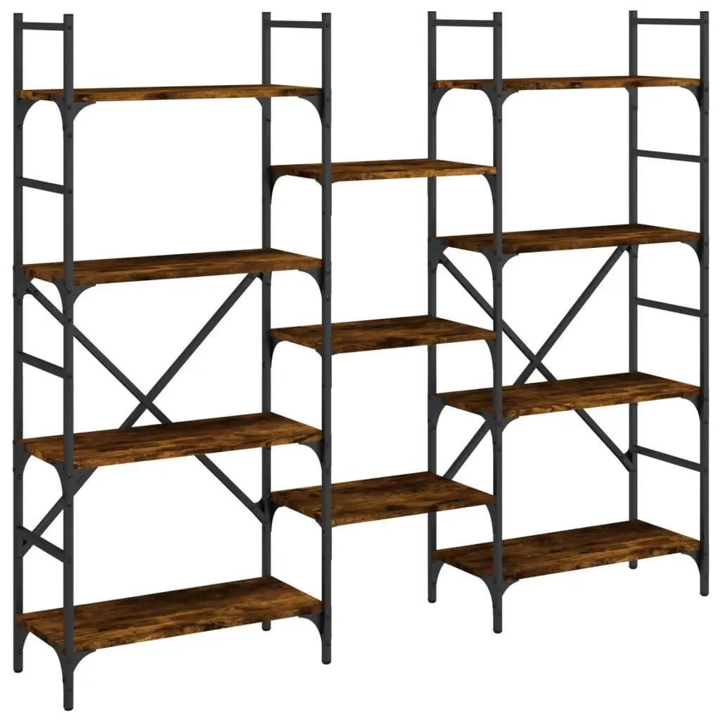 Bookshelf Smoked Oak 63x11.2x53.7 Inches Engineered Wood Storage
