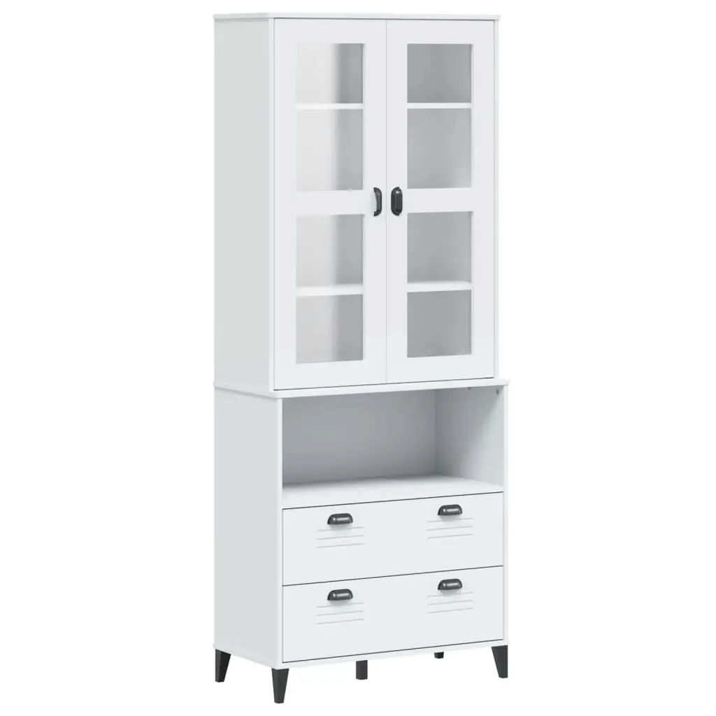 Highboard VIKEN White 31.5x15.7x78.7 Inches Solid Wood Pine Storage Cabinet