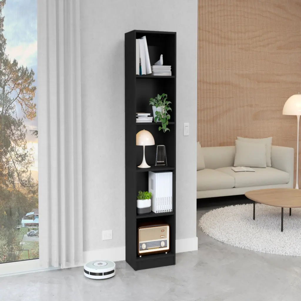 Vinton XS Bookcase Compact Publication Shelf Multiple Shelves Black rta mubles colombia