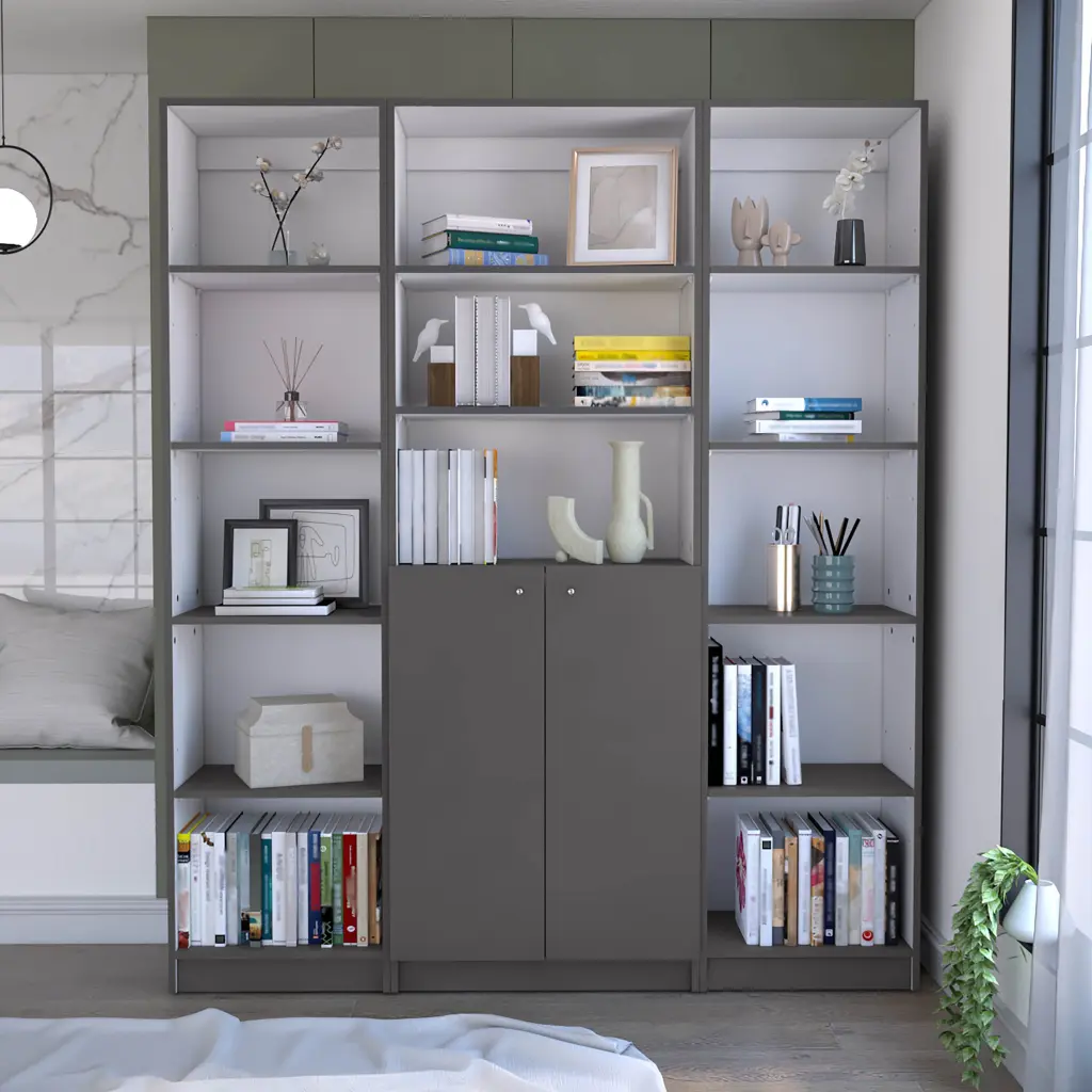 June 3 Piece Home Bookcase Set 60 Inch Wide 13 Shelves And 2 Door Cabinets rta muebles colombia