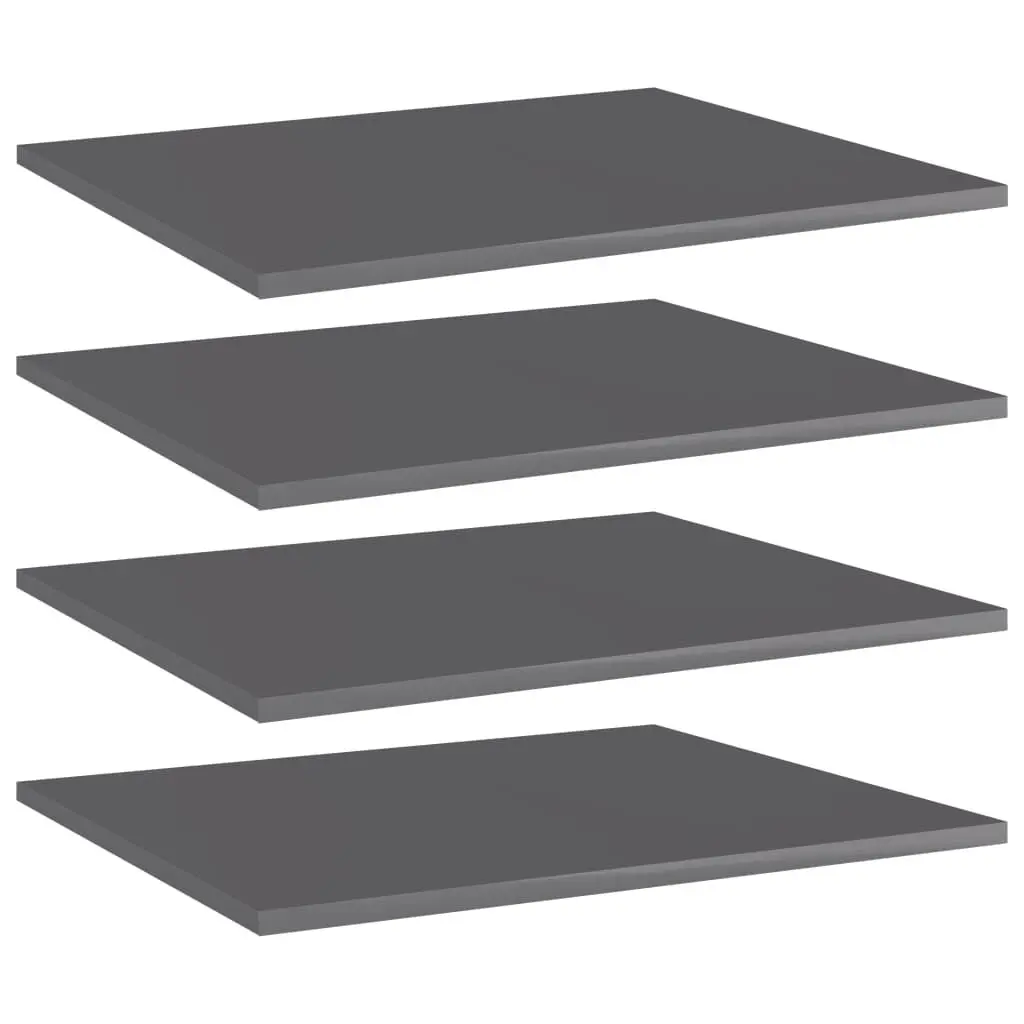 4 Pack High Gloss Gray Bookshelf Boards 23.6x19.7x0.6 Inches Engineered Wood Shelves