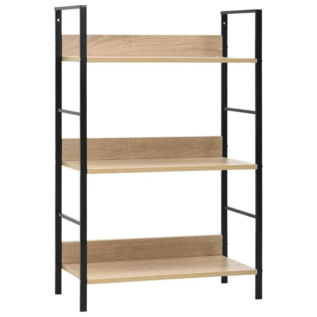 3-Layer Book Shelf Oak 23.6x10.9x35.6 Inches Engineered Wood Storage