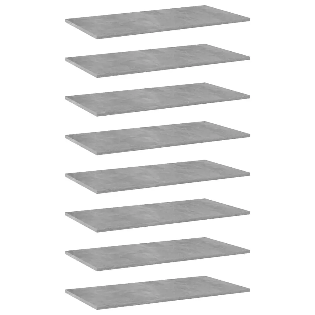 Bookshelf Boards 8 pcs Concrete Gray 31.5x15.7x0.6 Engineered Wood Shelving