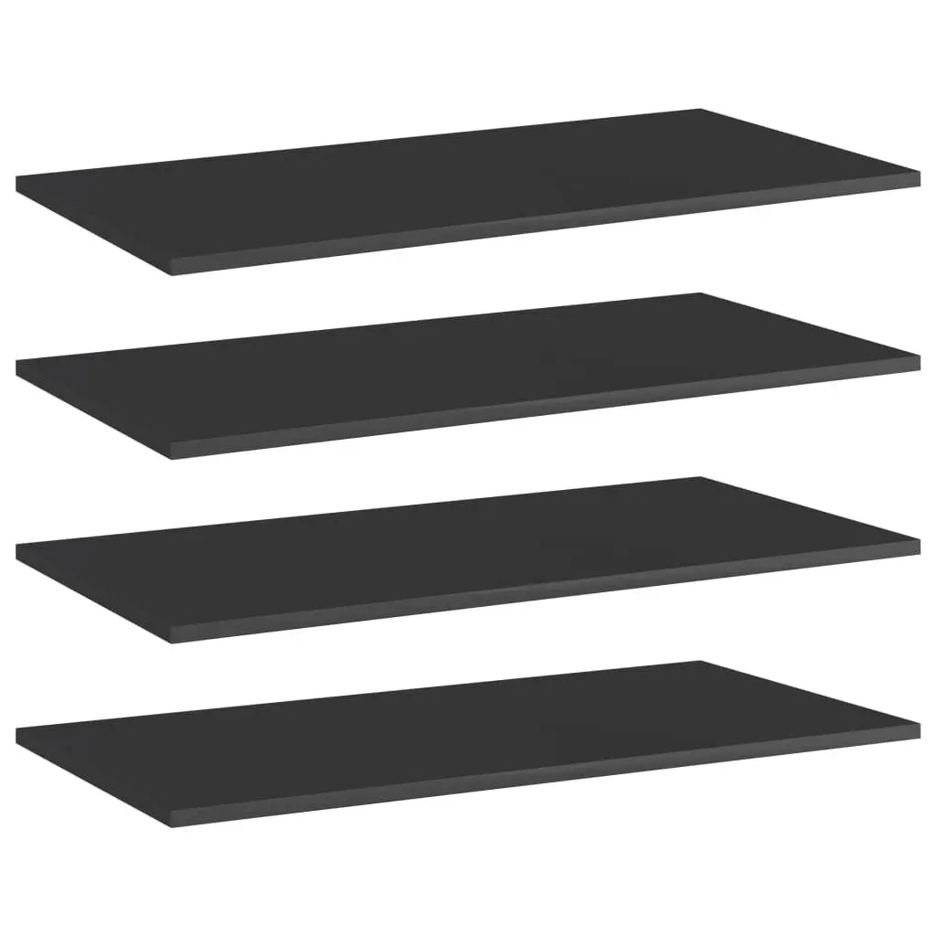 Bookshelf Boards 4 pcs High Gloss Black 31.5x15.7x0.6 Inch Engineered Wood Shelves