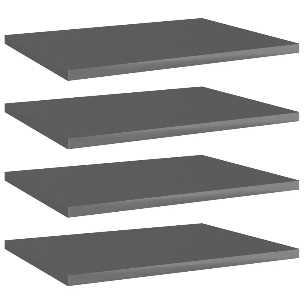 Bookshelf Boards 4 pcs High Gloss Gray 15.7x11.8x0.6 Engineered Wood Modern Shelves