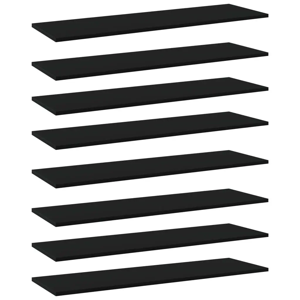 Bookshelf Boards 8 Pieces Black 39.4x11.8x0.6 Inches Engineered Wood