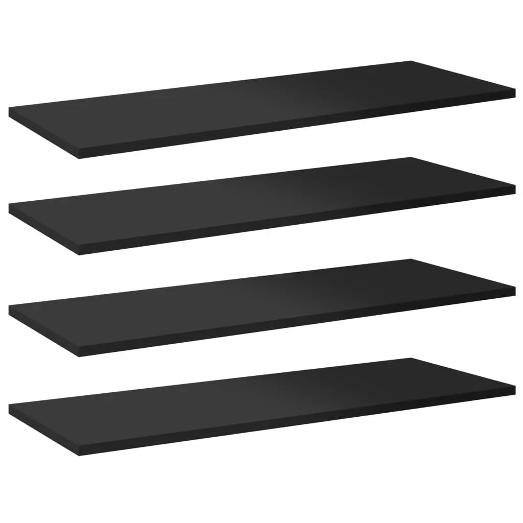 Bookshelf Boards 8 Pieces High Gloss Black 31.5x11.8x0.6 Inches Engineered Wood