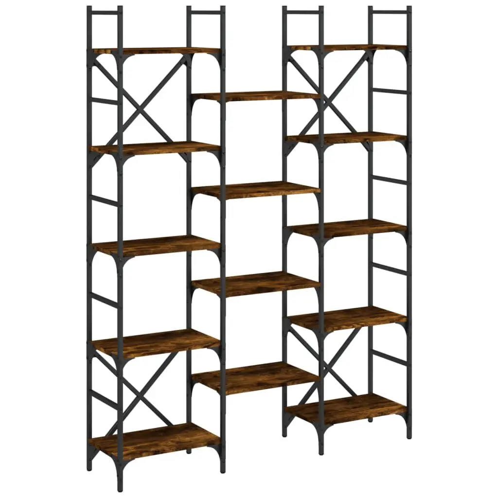 Bookshelf Smoked Oak 50.2x11.2x67.9 Inches Engineered Wood Storage Shelf
