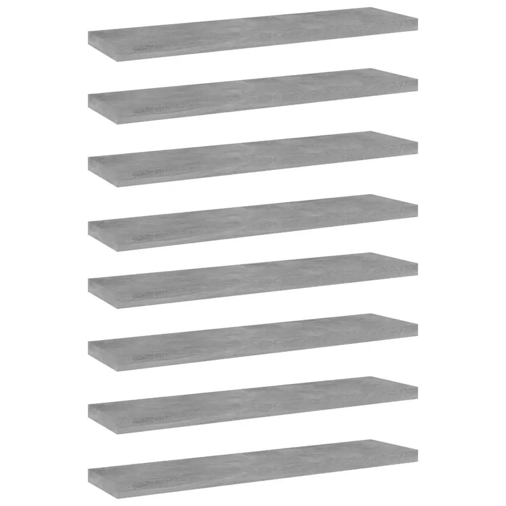 Concrete Gray Bookshelf Boards 8 Pieces 15.7x3.9x0.6 Inches Engineered Wood