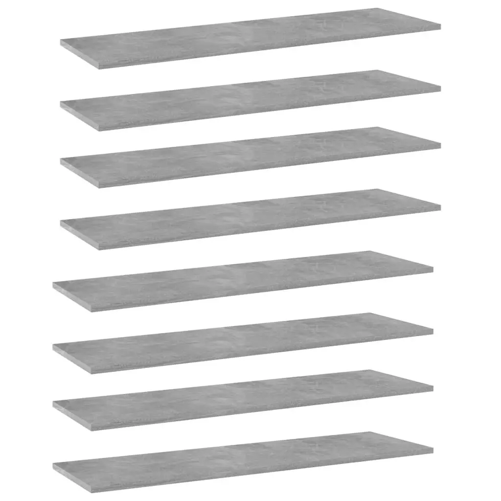 Concrete Gray Engineered Wood Bookshelf Boards 8 Pack 39.4x11.8x0.6 Inches DIY Shelving