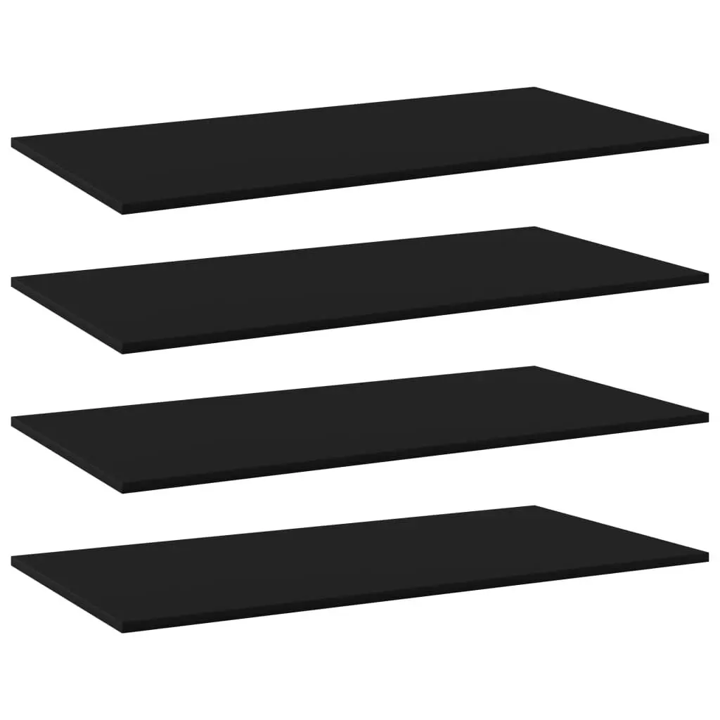 4 Piece Black Bookshelf Boards 39.4x19.7x0.6 Inches Engineered Wood