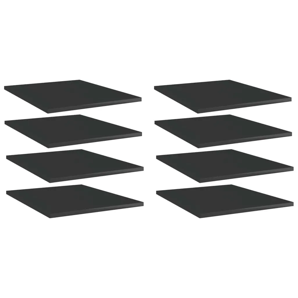 8 Piece High Gloss Black Bookshelf Boards 15.7x19.7x0.6 Engineered Wood