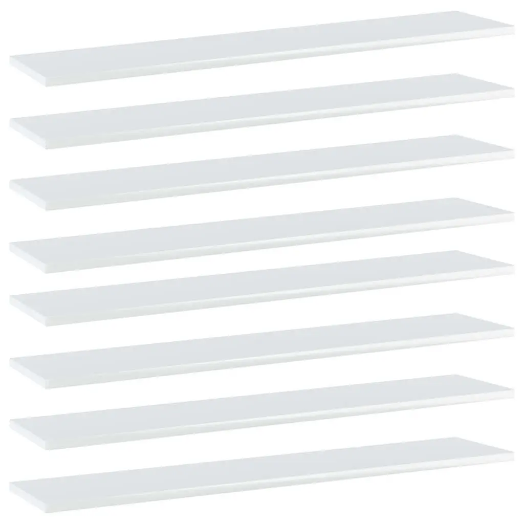 8 Piece High Gloss White Bookshelf Boards 39.4x7.9x0.6 Engineered Wood