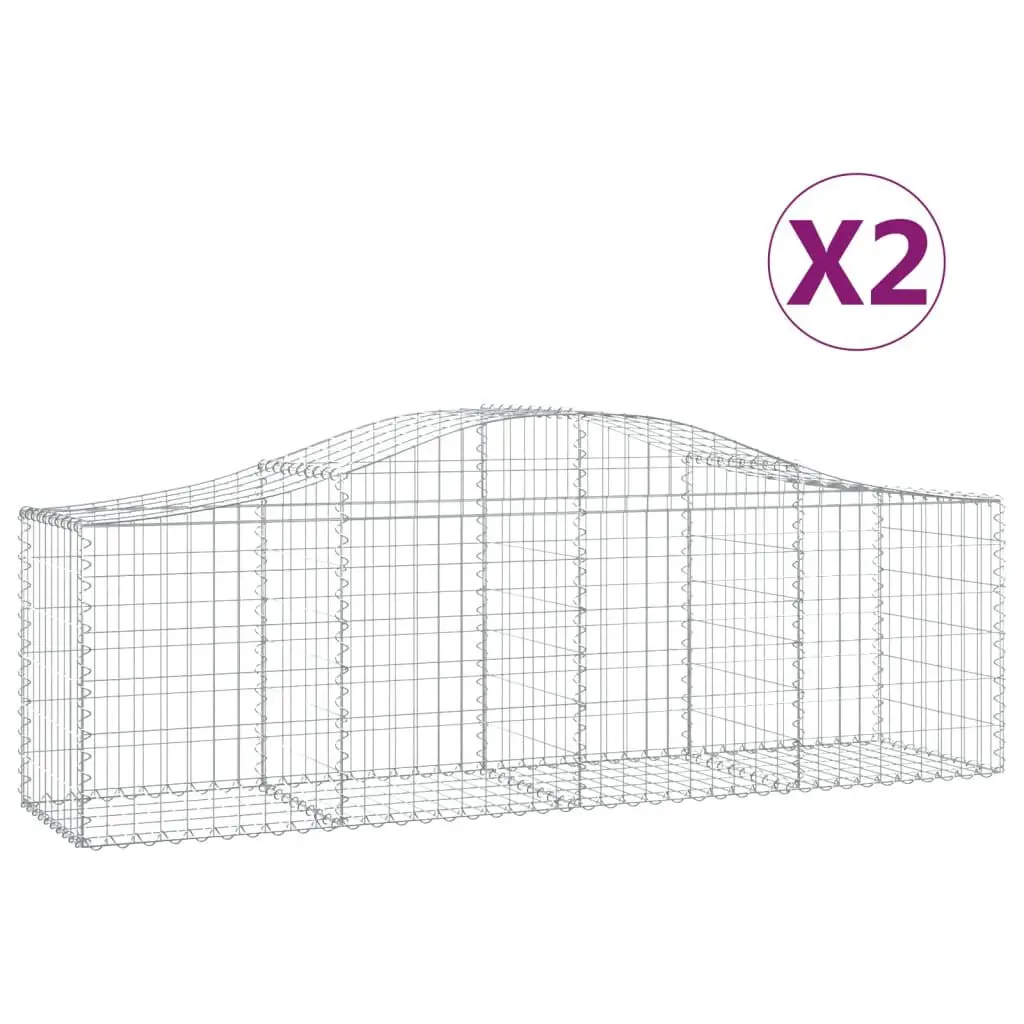 2 Pack Medium Arched Gabion Binquireets 78.7x19.7x23.6/31.5 Inch Galvanized Iron Garden Borders