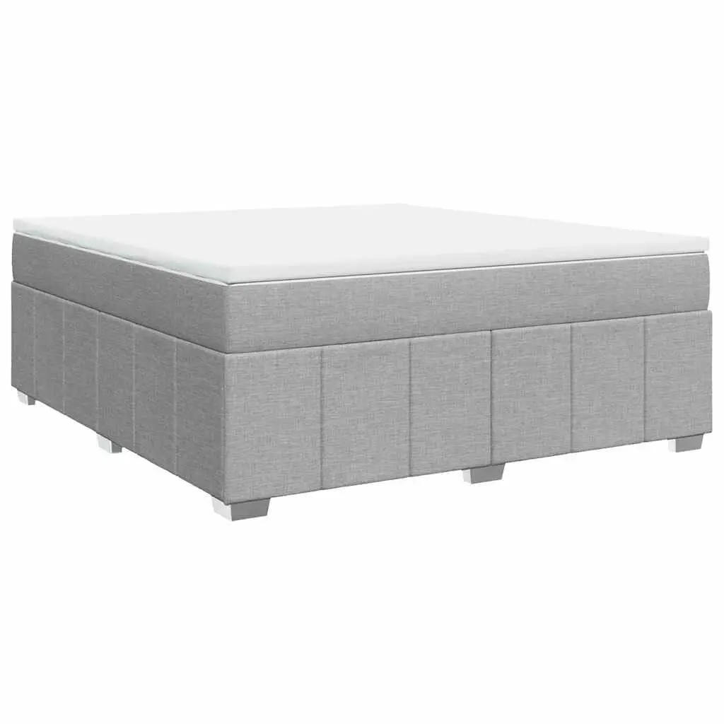 Box Spring Bed Mattress Light Gray King Fabric