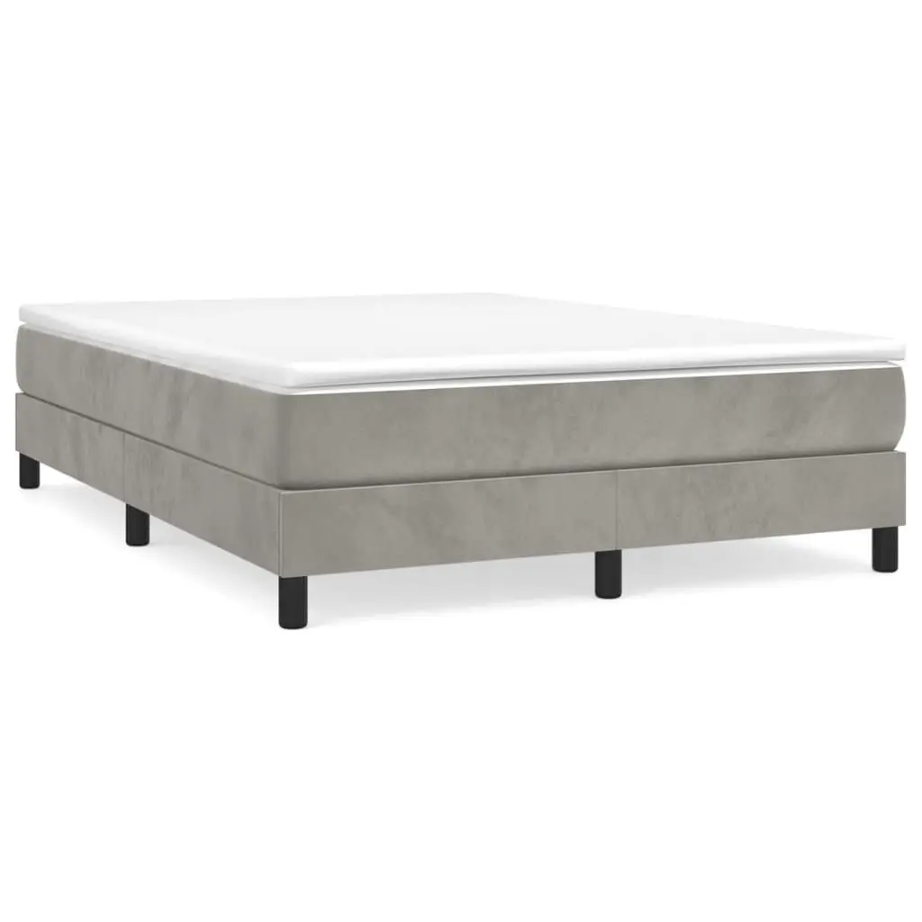 Full Size Light Gray Velvet Box Spring Bed Mattress 53.9x74.8 Inches