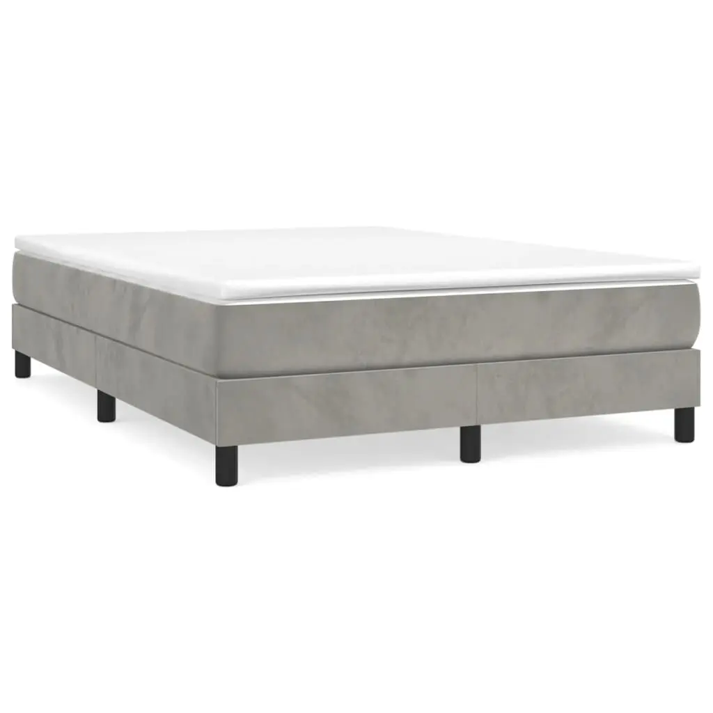 Queen Size Light Gray Velvet Box Spring Bed Mattress 59.8x79.9 Inches