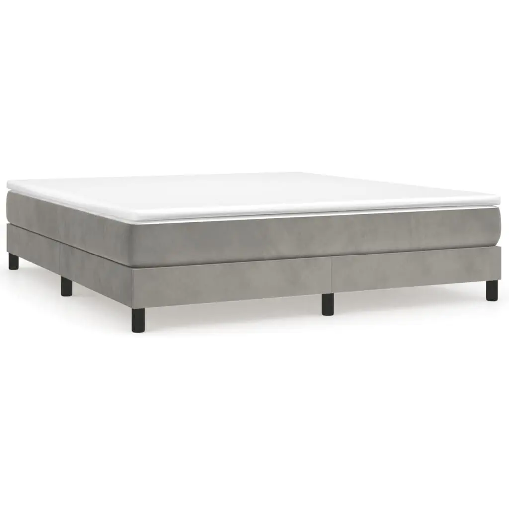 Box Spring Bed Mattress Light Gray 72x83.9 Inches California King Velvet