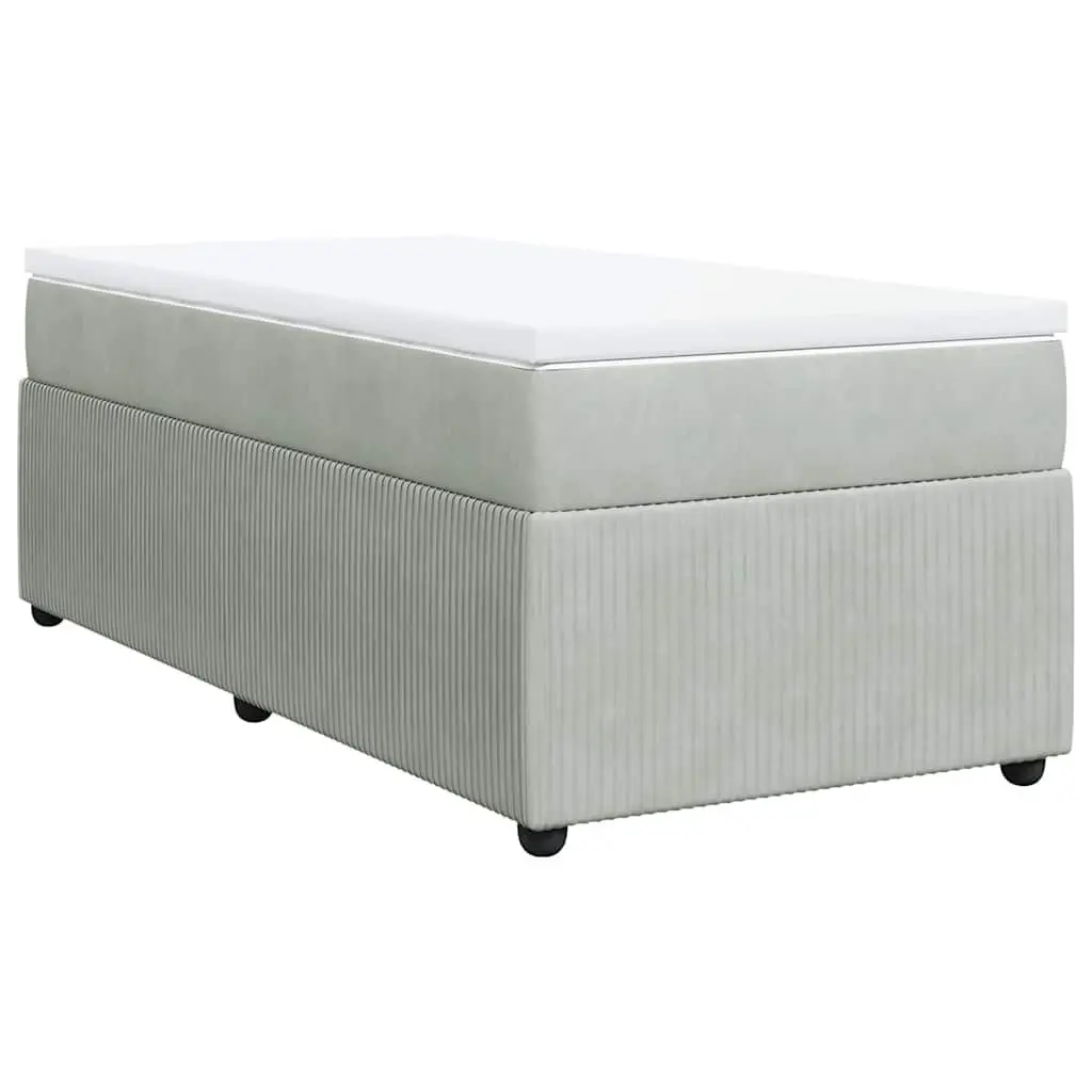 Box Spring Bed Mattress Light Gray Twin Velvet Bedroom Furniture