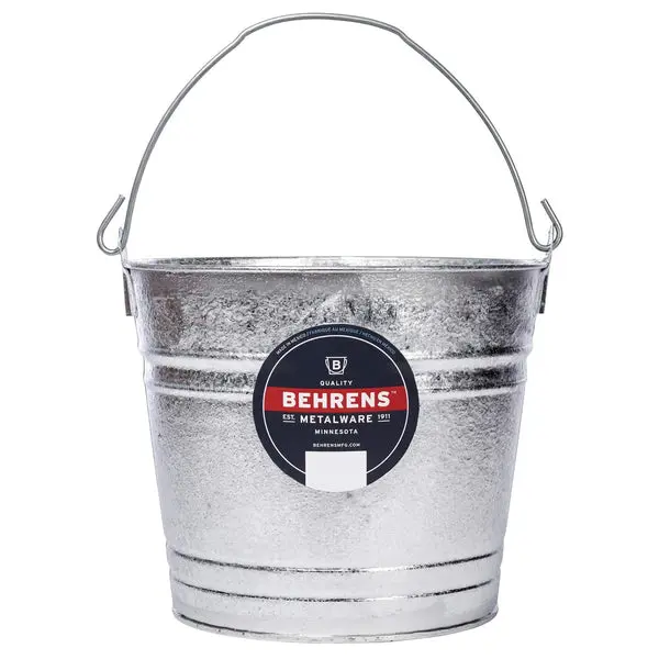 Behrens 12 Quart Galvanized Steel Water Pail Durable Outdoor Use